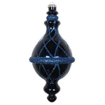 Vickerman MT198831D 10" Midnight Blue Candy Glitter Net Drop Finial Christmas Ornament