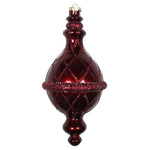 Vickerman MT198865D 10" Burgundy Candy Glitter Net Drop Finial Christmas Ornament