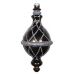 Vickerman MT198887D 10" Pewter Candy Glitter Net Drop Finial Christmas Ornament