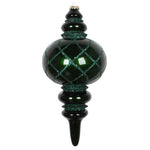 Vickerman MT198924D 13" Emerald Candy Finish Net Top Finial Ornament With Glitter Accents