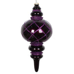 Vickerman MT198926D 13" Plum Candy Finish Net Top Finial Ornament With Glitter Accents