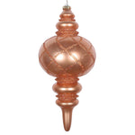 Vickerman MT198958D 13" Rose Gold Candy Finish Net Top Finial Ornament With Glitter Accents