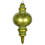 Vickerman MT198973D 13" Lime Candy Finish Net Top Finial Ornament With Glitter Accents