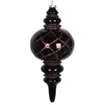 Vickerman MT198975D 13" Chocolate Candy Finish Net Top Finial Ornament With Glitter Accents