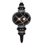 Vickerman MT198987D 13" Pewter Candy Finish Net Top Finial Ornament With Glitter Accents