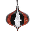Vickerman MT2210110 4" Black White Orange Onion Ornament 4 Per Bag.