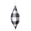 Vickerman MT2212770 7" White Black Plaid Glitter Shuttle Ornament 3 Per Bag.