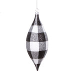 Vickerman MT2212770 7" White Black Plaid Glitter Shuttle Ornament 3 Per Bag.