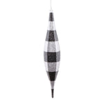 Vickerman MT2212930 13" White Black Plaid Glitter Shuttle Ornament 2 Per Bag.