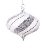 Vickerman MT2213510 4" White Black Swirl Onion Ornament 4 Per Bag.