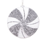Vickerman MT2214110 4" White Black Swirl Flat Ball Ornament 4 Per Bag.