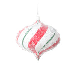 Vickerman MT2215110 4" White Red Green Swirl Onion Ornament 3 Per Bag.