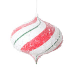 Vickerman MT2215160 6.3" White Red Green Swirl Onion Ornament 2 Per Bag.