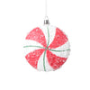 Vickerman MT2215910 4" White Red Green Swirl Flat Ball Ornament 4 Per Bag.