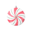 Vickerman MT2216115 6" White Red Green Swirl Flat Ball Ornament 2 Per Bag.