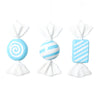 Vickerman MT227132 7.5"-8" Baby Blue Candy Ornament Assortment 3 Per Bag.