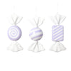 Vickerman MT227166 7.5"-8" Pastel Lavender Candy Ornament Assortment 3 Per Bag.