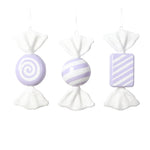 Vickerman MT227166 7.5"-8" Pastel Lavender Candy Ornament Assortment 3 Per Bag.