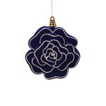 Vickerman MT229331 4" Midnight Blue Flower Ornament 4 Per Bag.