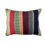 Greenland Home Fashions Marley Pillow Sham – Vibrant Reversible Cotton, Kantha Quilt Stitching, Cloth Tie Closure