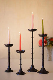 Set of 4 Cast Iron Floral Taper Candle Holders With Distressed Finish 20