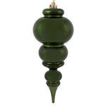 Vickerman N150664DSV 14" Moss Green Shiny Finial Christmas Ornament Uv Treated With Drilled And Wired Cap