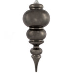 Vickerman N150684DSV 14" Gunmetal Shiny Finial Christmas Ornament Uv Treated With Drilled And Wired Cap