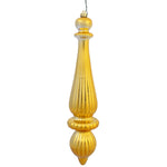 Vickerman N150837DSV 14" Honey Gold Shiny Finial Drop Christmas Ornament Uv Treated With Drilled And Wired Cap 2 Per Bag