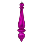 Vickerman N150870DMV 14" Fuchsia Matte Finial Drop Christmas Ornament Uv Treated With Wired Cap 2 Per Bag