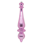 Vickerman N150879DSV 14" Pink Shiny Finial Drop Christmas Ornament Uv Treated With Drilled And Wired Cap 2 Per Bag