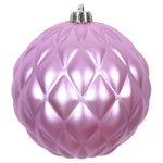 Vickerman N173269D 4" Orchid Matte Round Pine Cone Ornament With Drilled And Wired Caps. Comes 6 Per Bag.