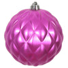 Vickerman N173270D 4" Fuchsia Matte Round Pine Cone Ornament With Drilled And Wired Caps. Comes 6 Per Bag.