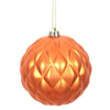 Vickerman N173418D 6" Burnished Orange Matte Round Pine Cone Ornament With Drilled And Wired Caps. Comes 4 Per Bag.