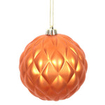 Vickerman N173418D 6" Burnished Orange Matte Round Pine Cone Ornament With Drilled And Wired Caps. Comes 4 Per Bag.