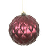 Vickerman N173419D 6" Wine Matte Round Pine Cone Ornament With Drilled And Wired Caps. Comes 4 Per Bag.