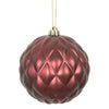 Vickerman N173465D 6" Burgundy Matte Round Pine Cone Ornament With Drilled And Wired Caps. Comes 4 Per Bag.