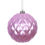 Vickerman N173469D 6" Orchid Matte Round Pine Cone Ornament With Drilled And Wired Caps. Comes 4 Per Bag.