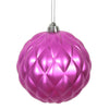 Vickerman N173470D 6" Fuchsia Matte Round Pine Cone Ornament With Drilled And Wired Caps. Comes 4 Per Bag.