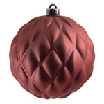 Vickerman N173471D 6" Coral Matte Round Pine Cone Ornament With Drilled And Wired Caps. Comes 4/Bag.
