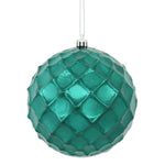 Vickerman N174262D 4.75" Sea Blue Shiny Diamond Bauble Ornament 4 Per Bag