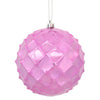 Vickerman N174279D 4.75" Pink Shiny Diamond Bauble Ornament With Drilled And Wired Caps. Comes 4 Per Bag.