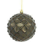 Vickerman N174284D 4.75" Gunmetal Shiny Diamond Bauble Ornament 4 Per Bag