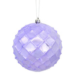 Vickerman N174286D 4.75" Lavender Shiny Diamond Bauble Ornament With Drilled And Wired Caps. Comes 4 Per Bag.