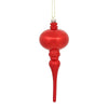 Vickerman N174503D 8" X 2.75" Red Shiny Finial Ornament With Drilled And Wired Caps. Comes 3 Per Bag.