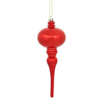 Vickerman N174503D 8" X 2.75" Red Shiny Finial Ornament With Drilled And Wired Caps. Comes 3 Per Bag.