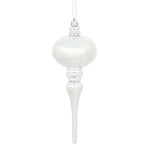 Vickerman N174507D 8" X 2.75" Silver Shiny Finial Ornament With Drilled And Wired Caps. Comes 3 Per Bag.