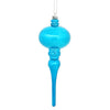 Vickerman N174512D 8" X 2.75" Turquoise Shiny Finial Ornament With Drilled And Wired Caps. Comes 3 Per Bag.