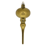 Vickerman N174514D 8" X 2.75" Olive Shiny Finial Ornament With Drilled And Wired Caps. Comes 3 Per Bag.