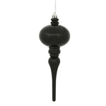 Vickerman N174517D 8" X 2.75" Black Shiny Finial Ornament With Drilled And Wired Caps. Comes 3 Per Bag.