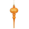 Vickerman N174518D 8" X 2.75" Burnished Orange Shiny Finial Ornament With Drilled And Wired Caps. Comes 3 Per Bag.